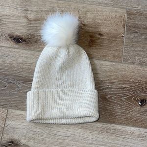 Pom Stocking Hat with Gold Glitter Accents